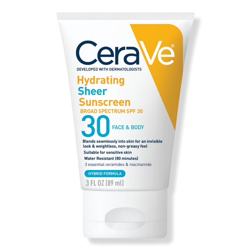CeraVe Hydrating Sheer Sunscreen Lotion for Face and Body SPF 30