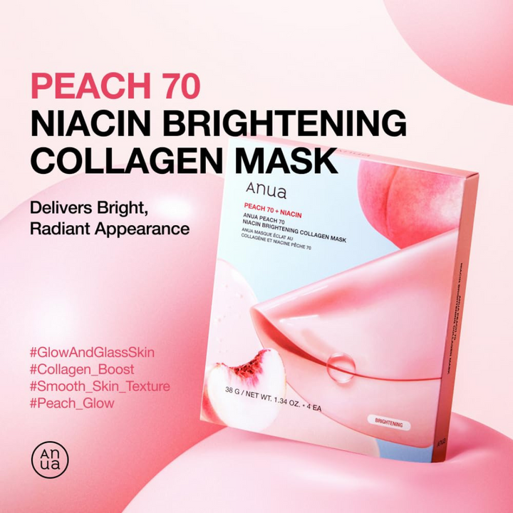 Anua Peach 70 Niacin Brightening Collagen Mask 4Pc Pack
