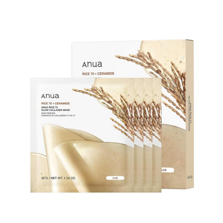 Anua Rice 70 Glow Collagen Mask 4Pc Pack