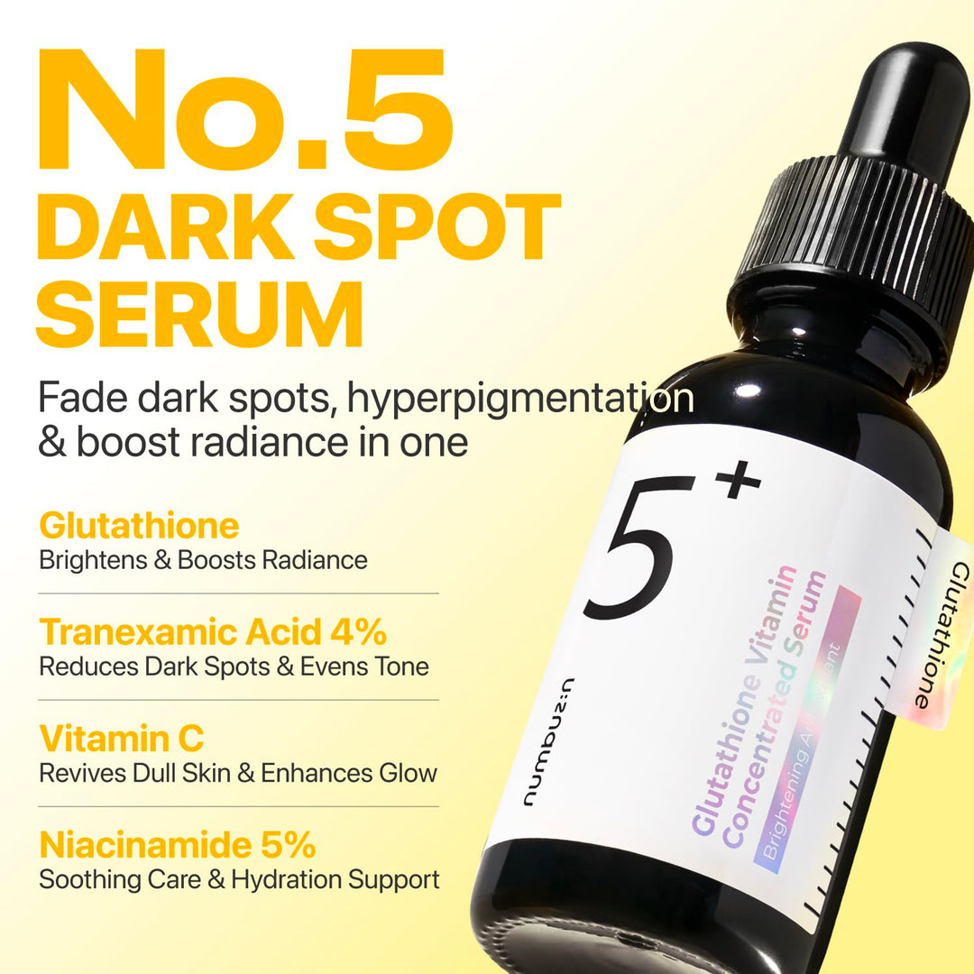 Numbuzin No.5 Vitamin Concentrated Serum 30ml | Fade Acne Scars & Brighten  Skin Tone | Antioxidants, Glutathione, Niacinamide