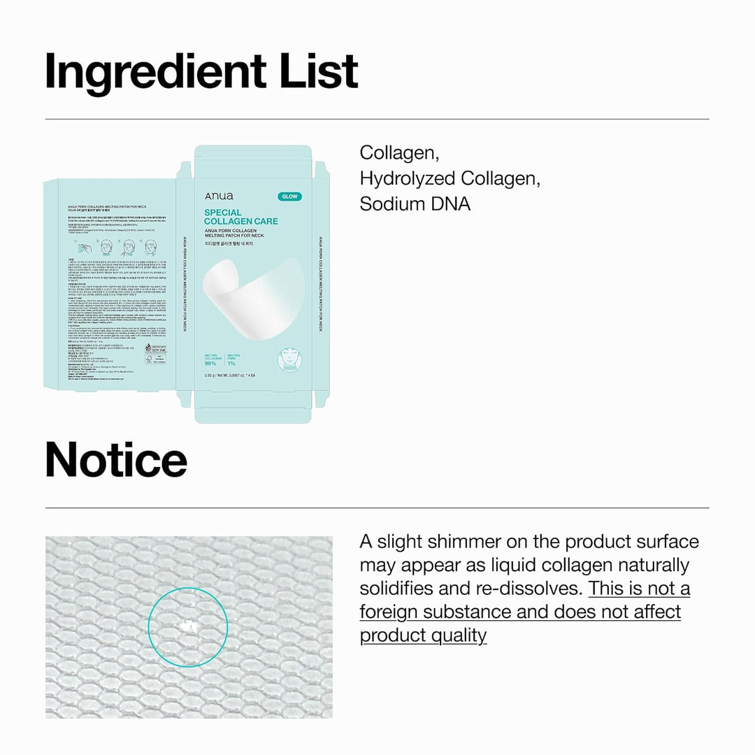 Anua PDRN Collagen Melting Patch For Neck 4Pc Pack
