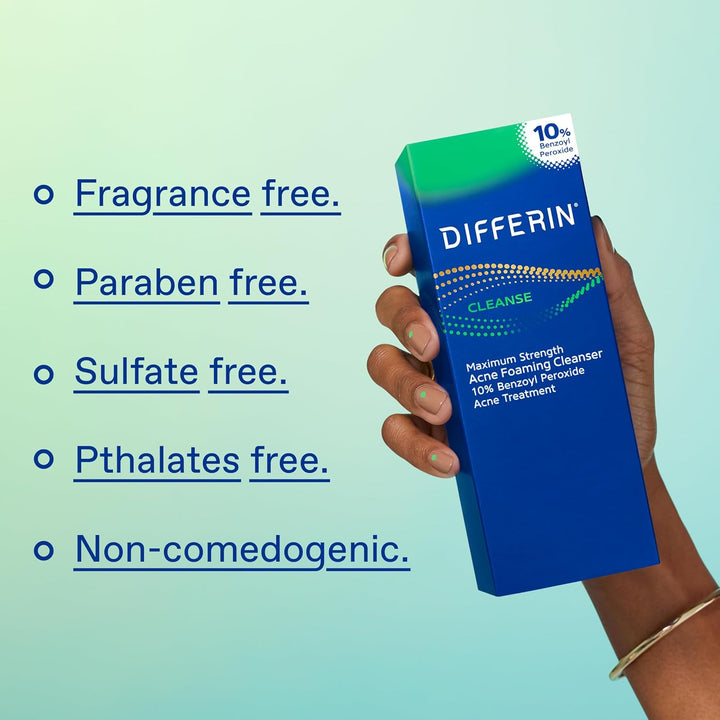 Differin 10% Benzoyl Peroxide Maximum Strength Acne Foaming Cleanser 148ml