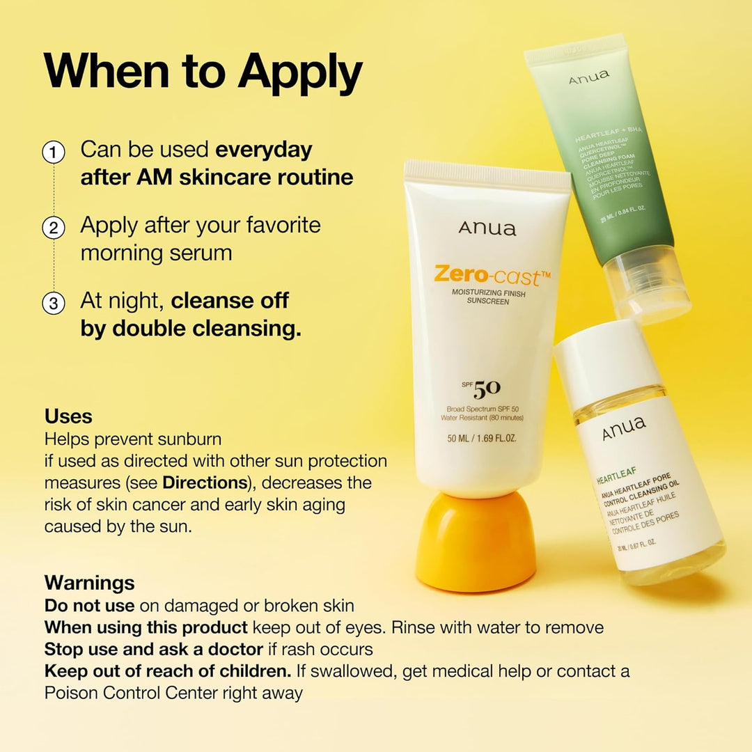 Anua Zero-Cast Moisturizing Finish Sunscreen 50ml