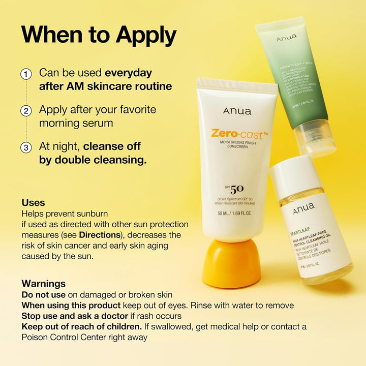 Anua Zero-Cast Moisturizing Finish Sunscreen 50ml