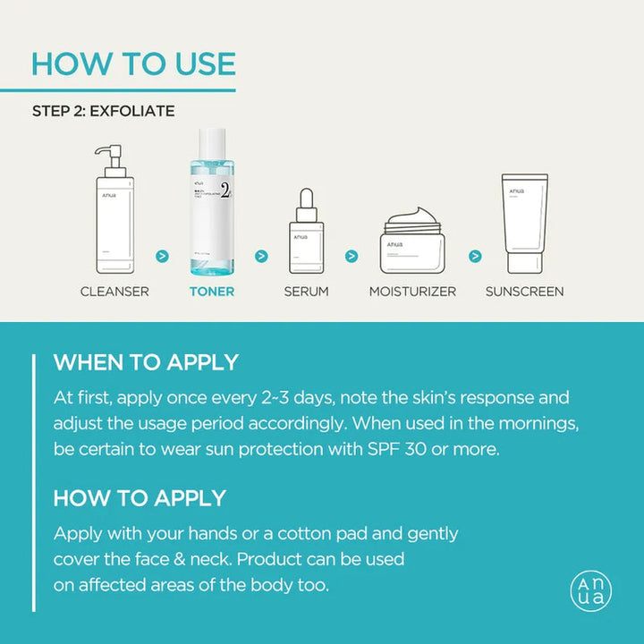 ANUA BHA 2% Gentle Exfoliating Toner 150ml how to use