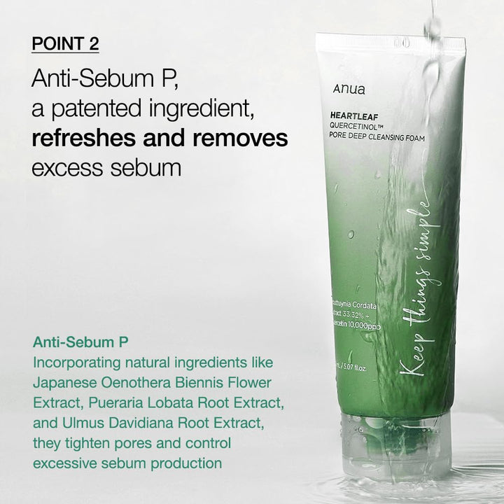 ANUA Heartleaf Quercetinol Pore Deep Cleansing Foam 150ml -what it does 2