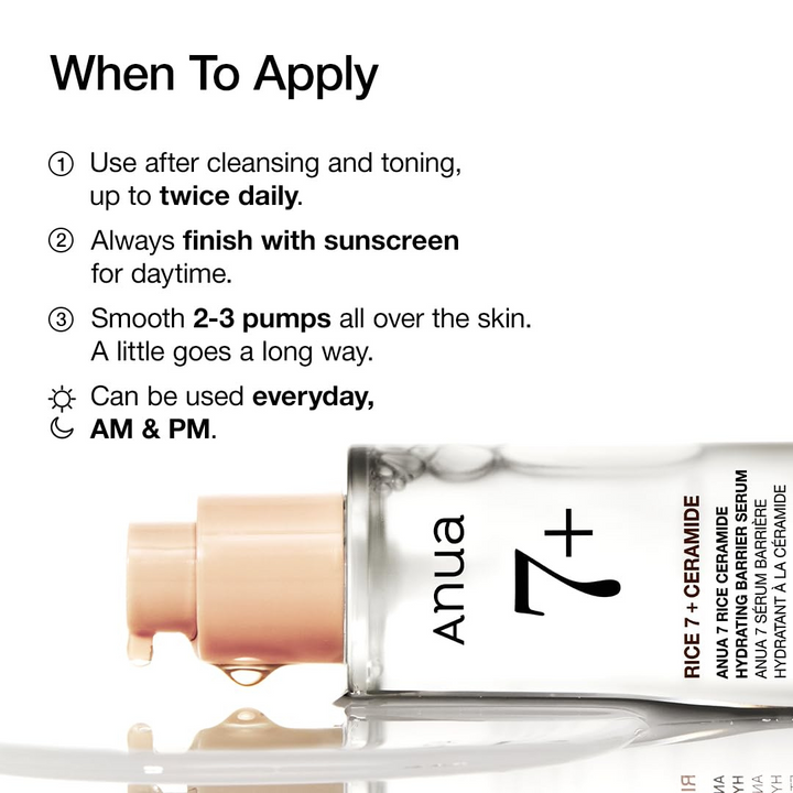 Anua 7 Rice Ceramide Hydrating Barrier Serum 50ml when to apply