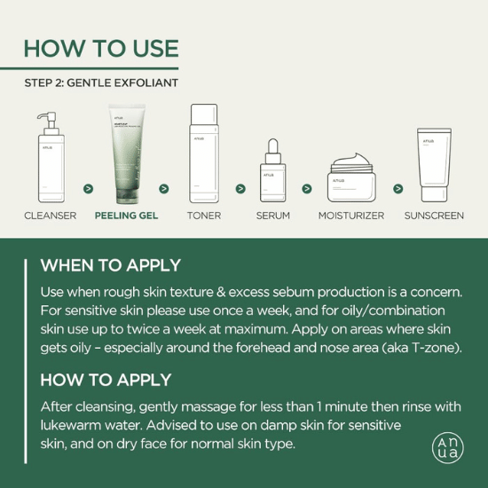 Anua Heartleaf LHA Moisture Peeling Gel 120ml how to use