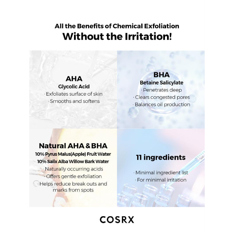 COSRX AHA/BHA Clarifying Treatment Toner chemical exfoliator