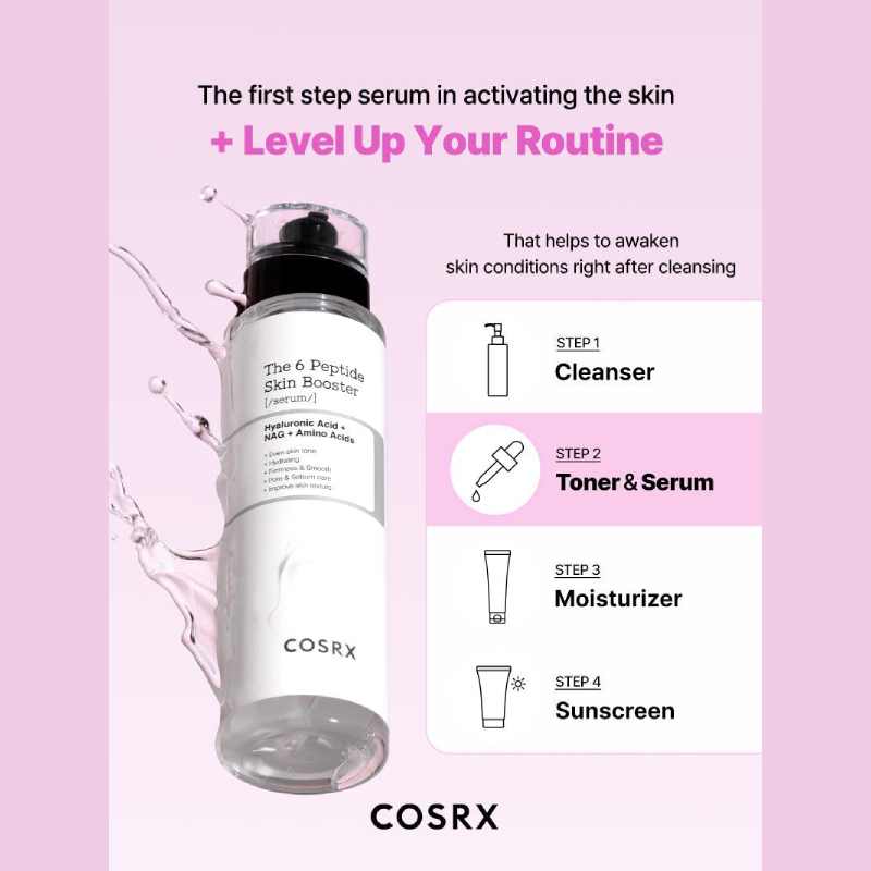 COSRX The 6 Peptide Skin Booster Serum 150ml toner and serum
