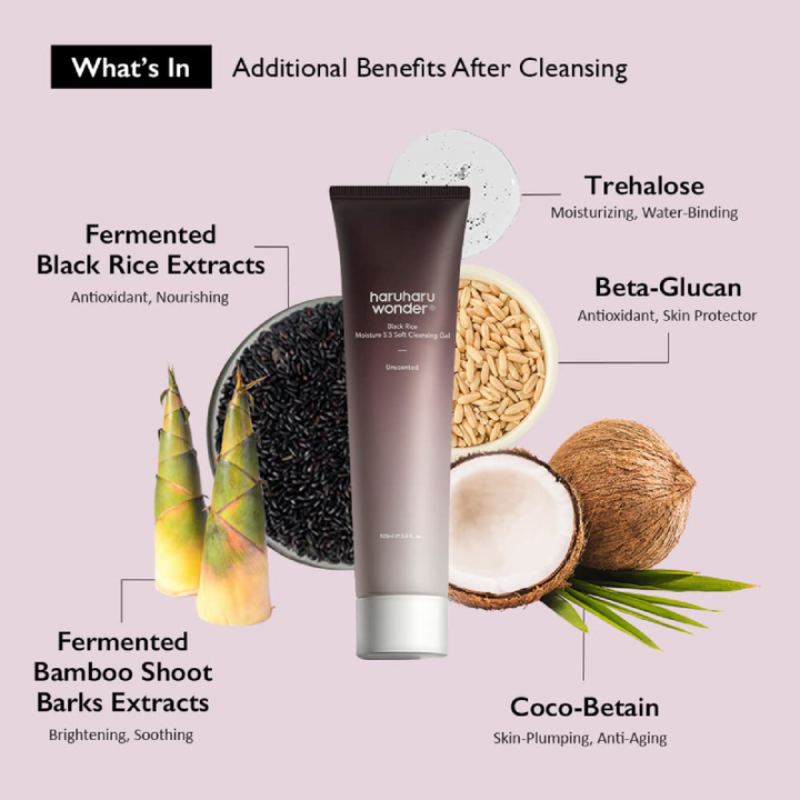  Haruharu Wonder Black Rice Moisture 5.5 Soft Cleansing Gel 100 ml whats in benefits