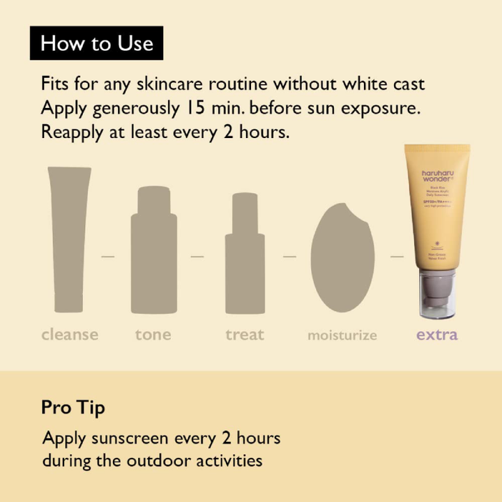 Haruharu Wonder Black Rice Moisture Airyfit Daily Sunscreen Unscented 50ml how to use