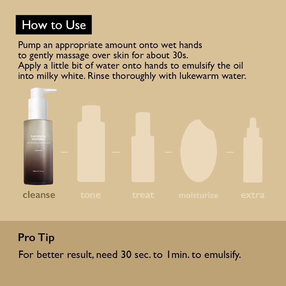 Haruharu Wonder Black Rice Moisture Deep Cleansing Oil 150ml how to use