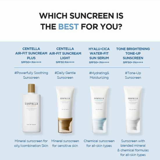 SKIN1004 Madagascar Centella Hyalu-Cica Water-Fit Sun Serum SPF50+ PA++++ 50ml which sunscreen is for you