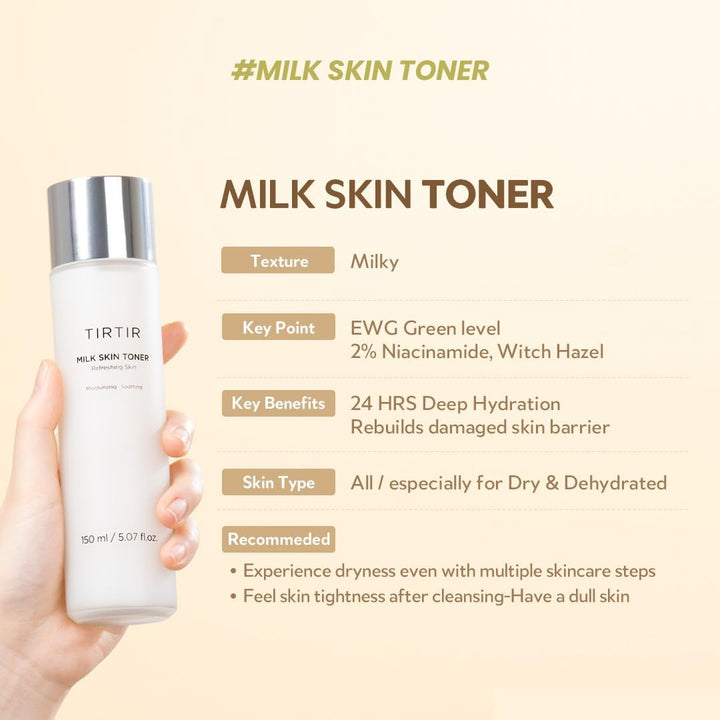 TIRTIR Milk Skin Toner 150ml what it does vs milk skin toner light
