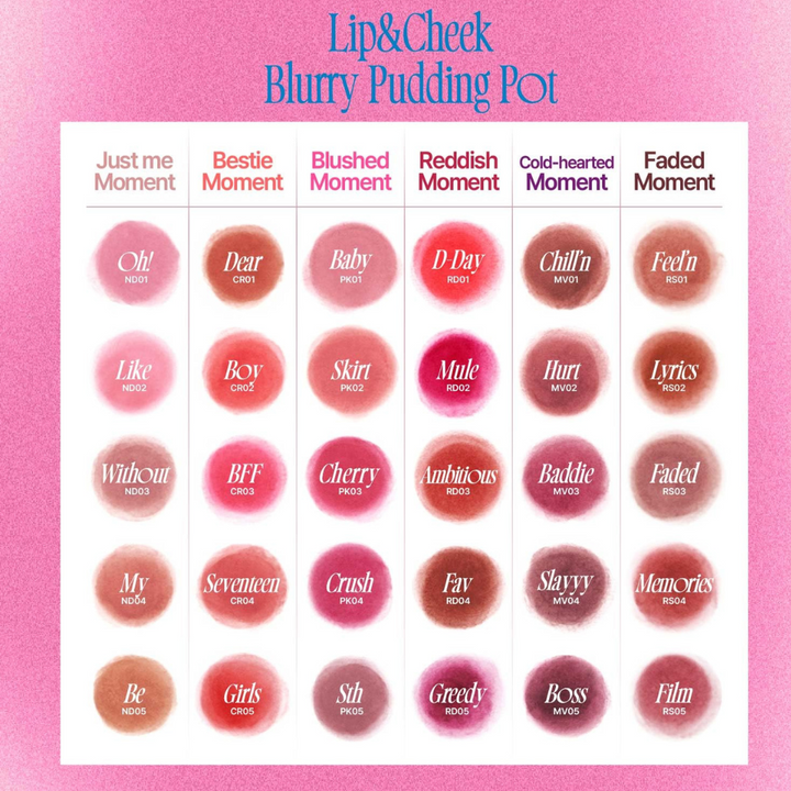 fwee Lip & Cheek Blurry Pudding Pot | Reddish Moment swatches