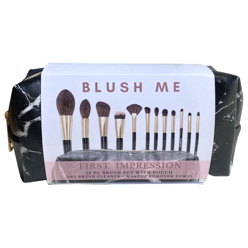First Impression 12pc Brush Set with Dry Brush Cleaner & Makeup Remover Towel
